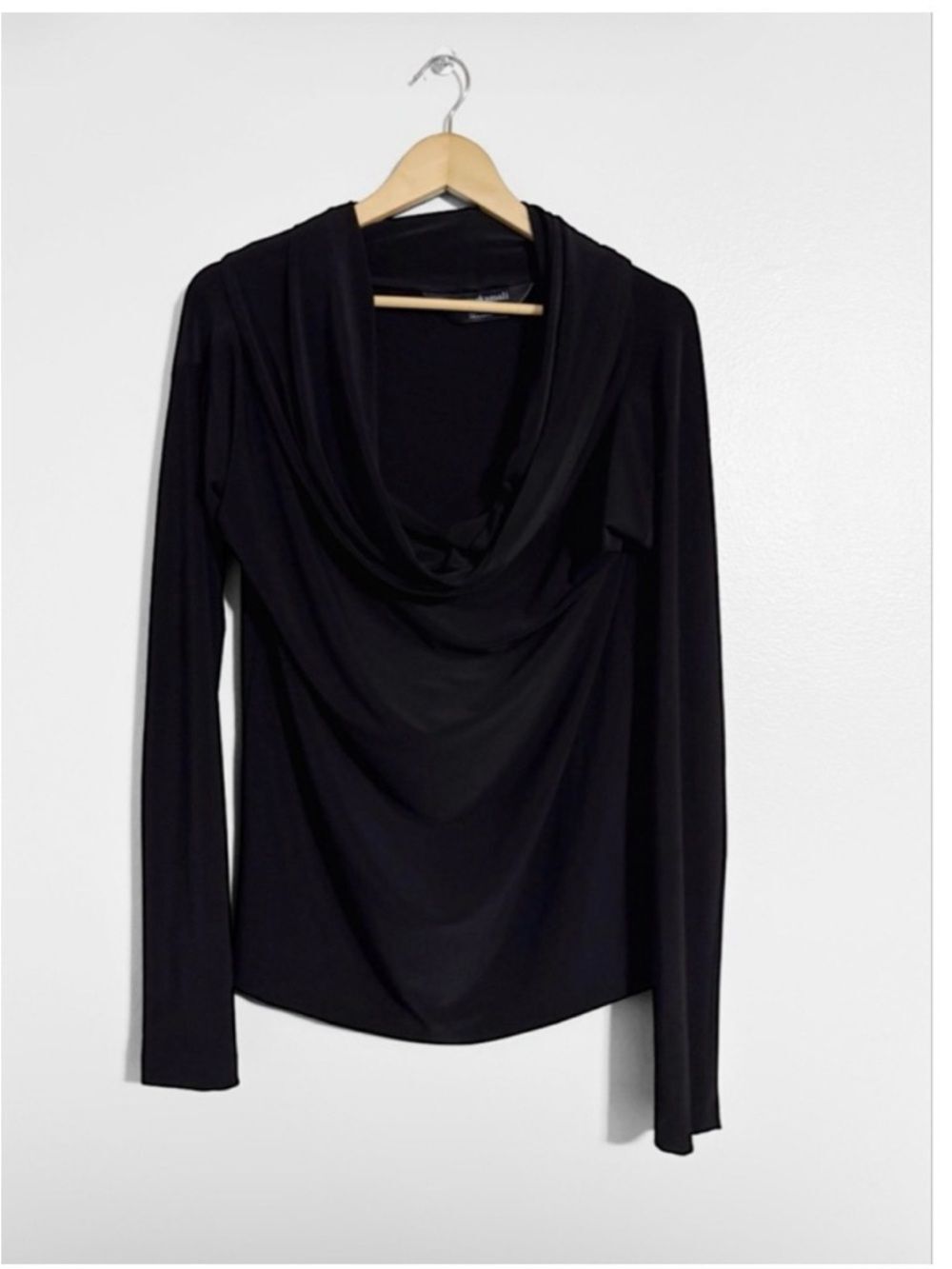 Norma Kamali Black Long Sleeve Top Size XL Classic Minimalist Style Elegant Chic - Picture 3 of 8